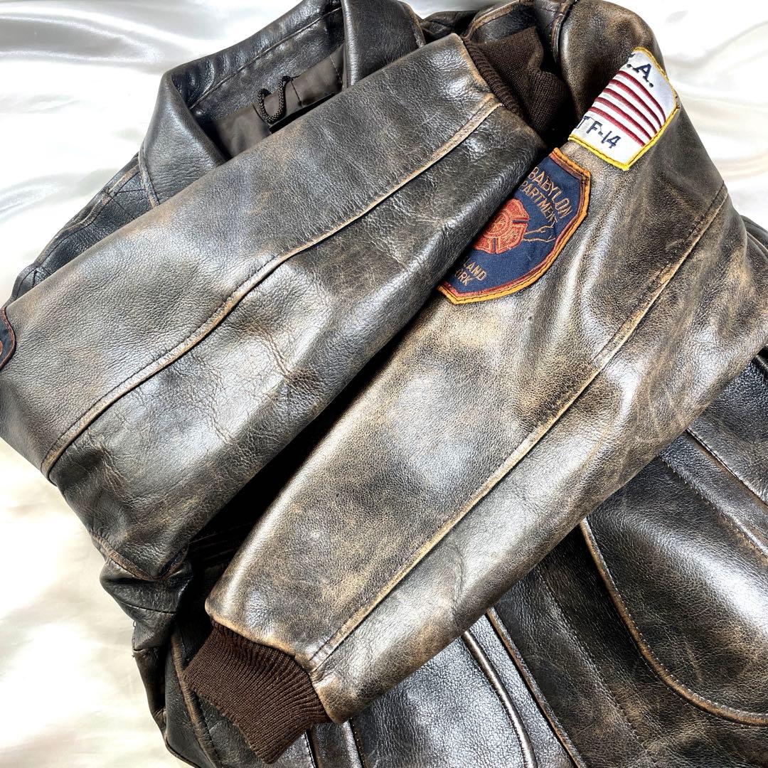 希少　HUMAN BEING レザー　A-2フライトジャケット　38 ブラウン