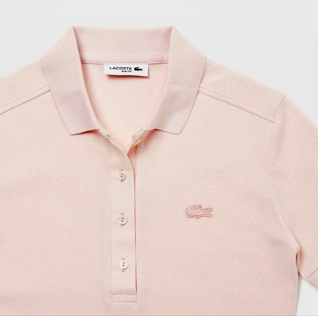 美品　LACOSTE ラコステ　ストレッチコットンピケポロドレス ピンク 36