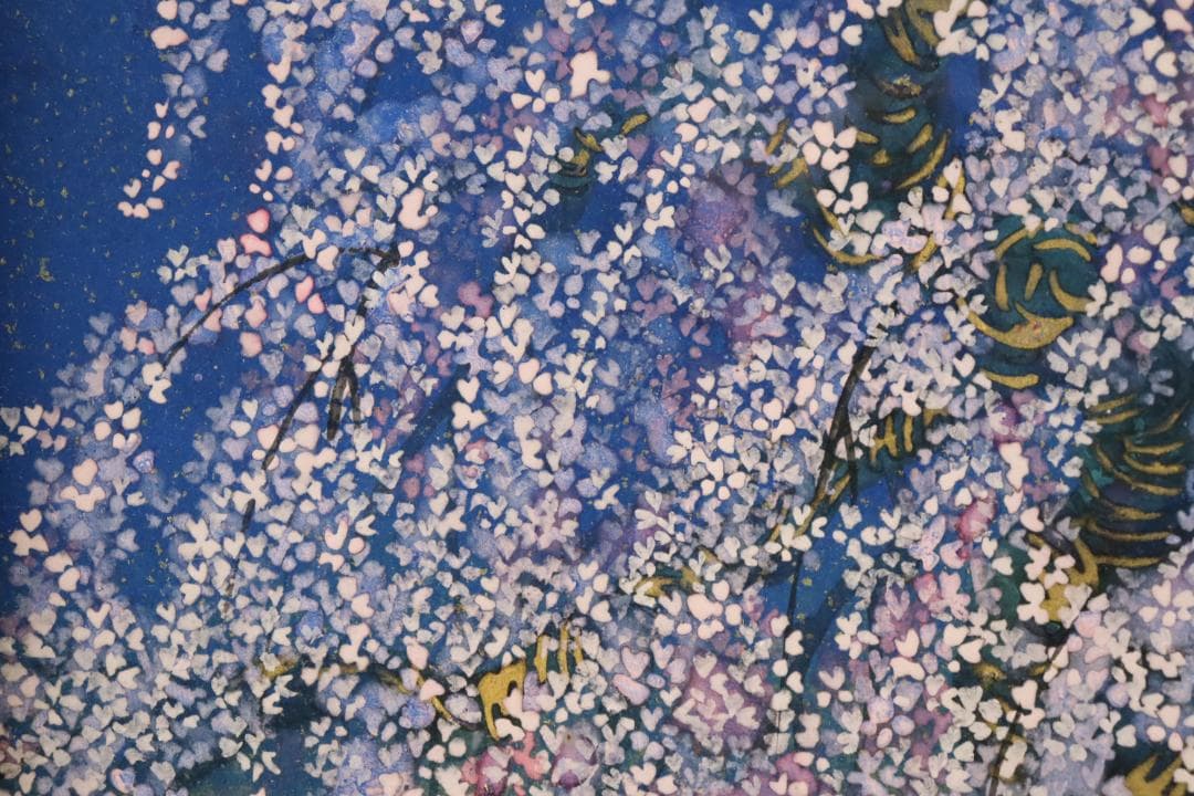 真作保証 平松礼二 「桜月」 日本画3号 共シール タトウ箱付 宵桜 傑作品