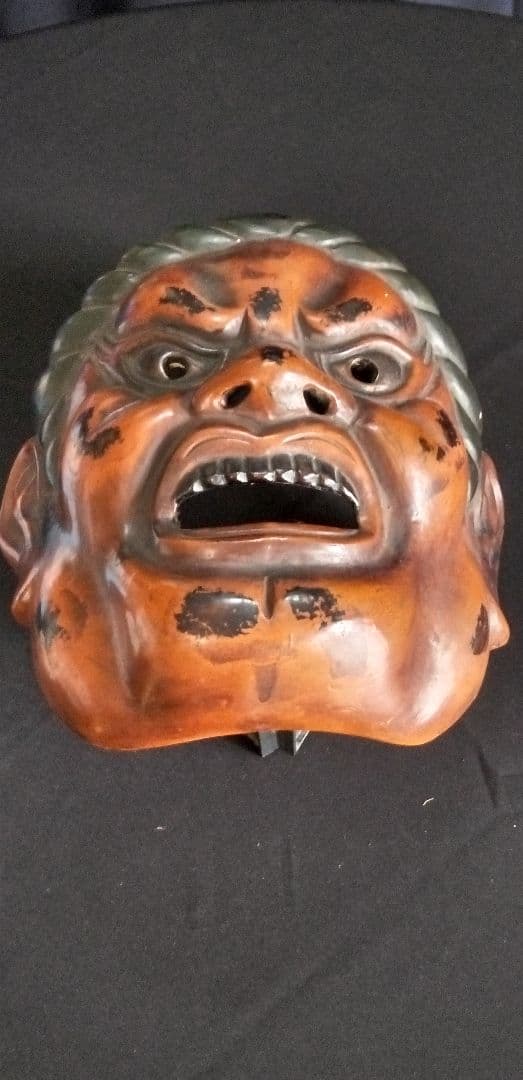 乾漆、仁王金剛面、模国宝力士面技楽面、能面狂言面 約40cm