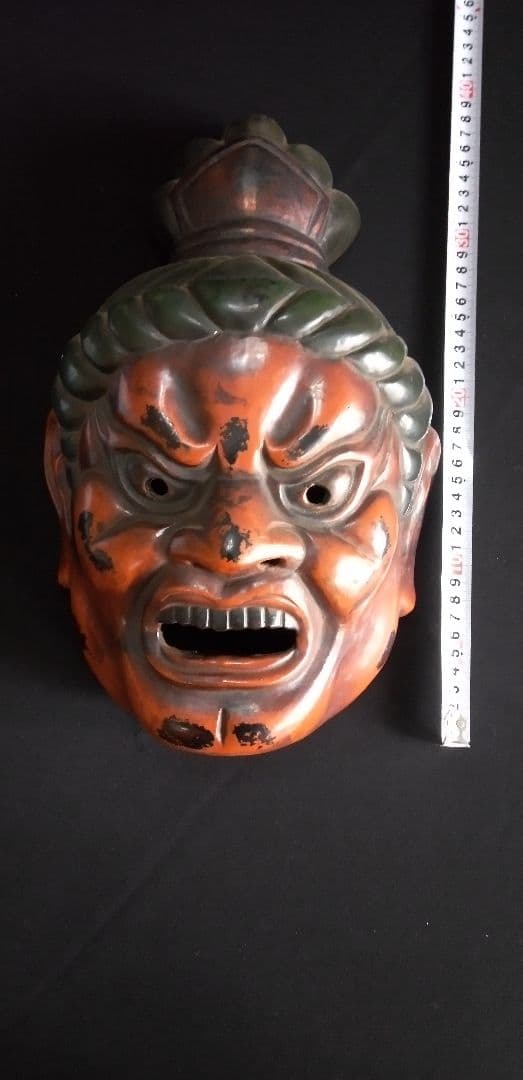 乾漆、仁王金剛面、模国宝力士面技楽面、能面狂言面 約40cm