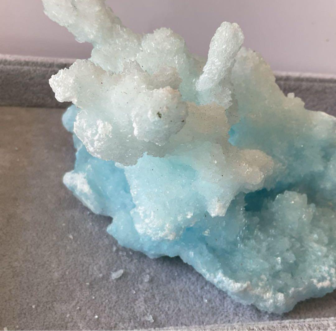 T991-2アクアマリン水晶結晶　原石ジオードクラスター　天然石
