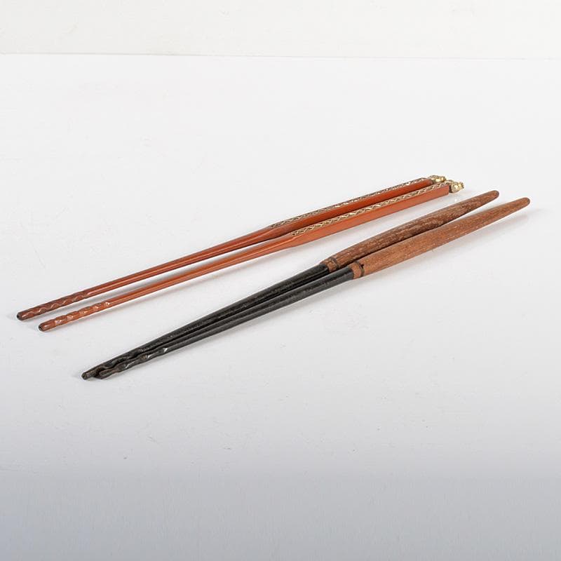 茶道具　銅製　鉄製　火箸　2点　まとめて　箱付　N　5971