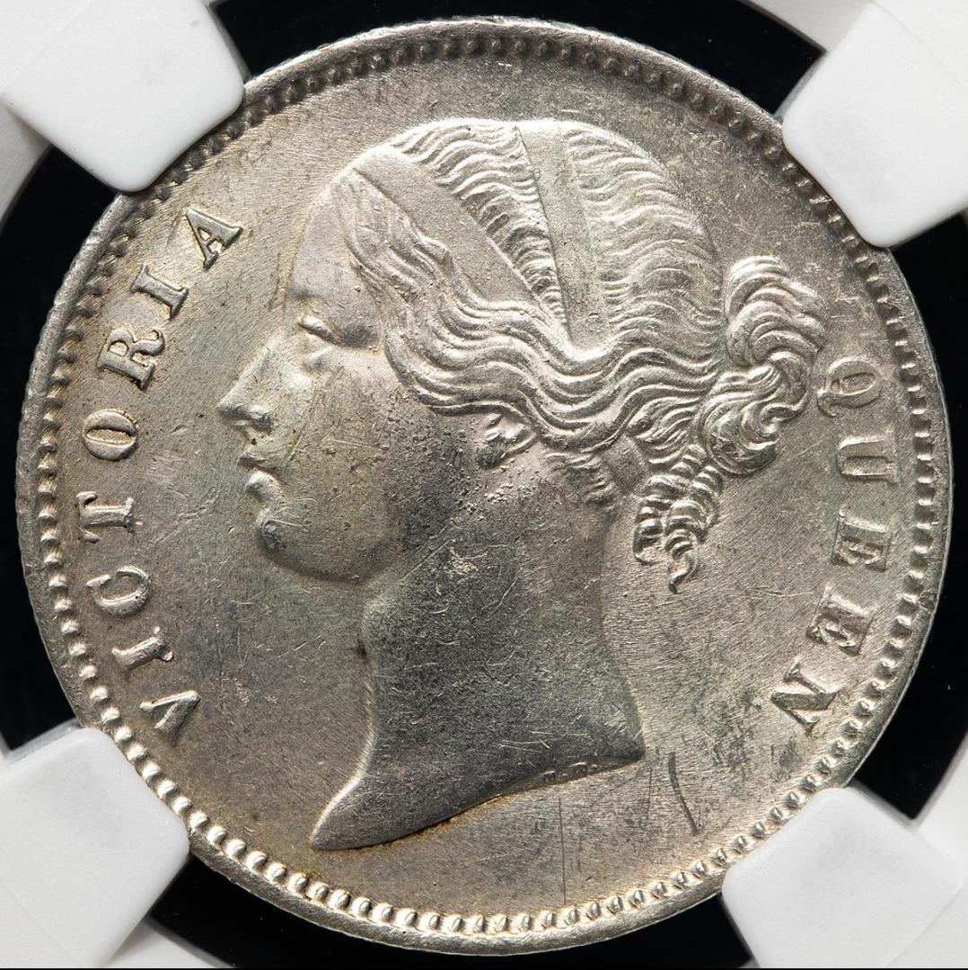 NGC-UNC　洗浄　イギリス領インド　ヴィクトリア　銀貨　1840（B&C）