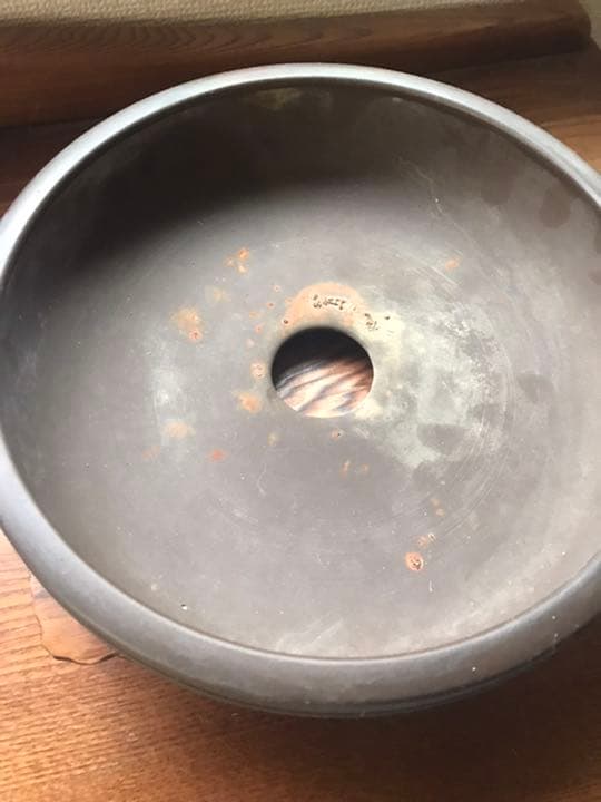 盆栽鉢　上品時代お洒落な雷紋堂帯付き丸盆栽鉢22x5.5cm