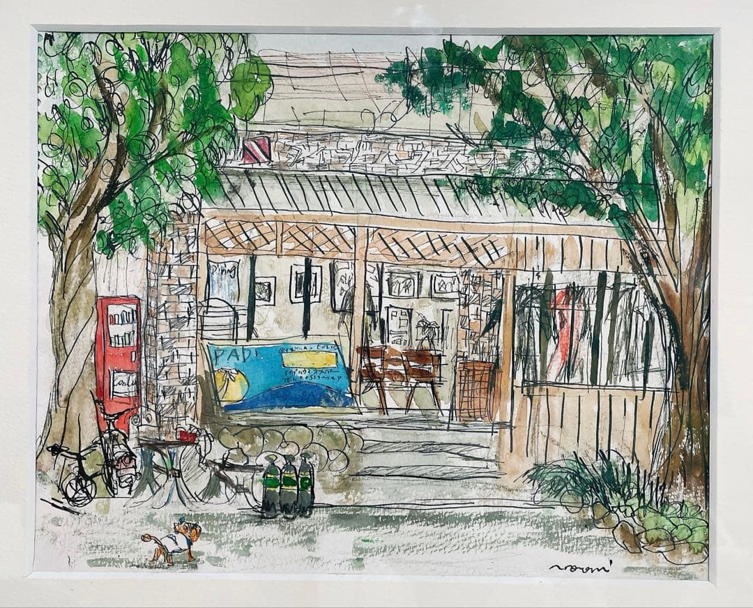 【水彩画】　ダイビングショップ　額付き