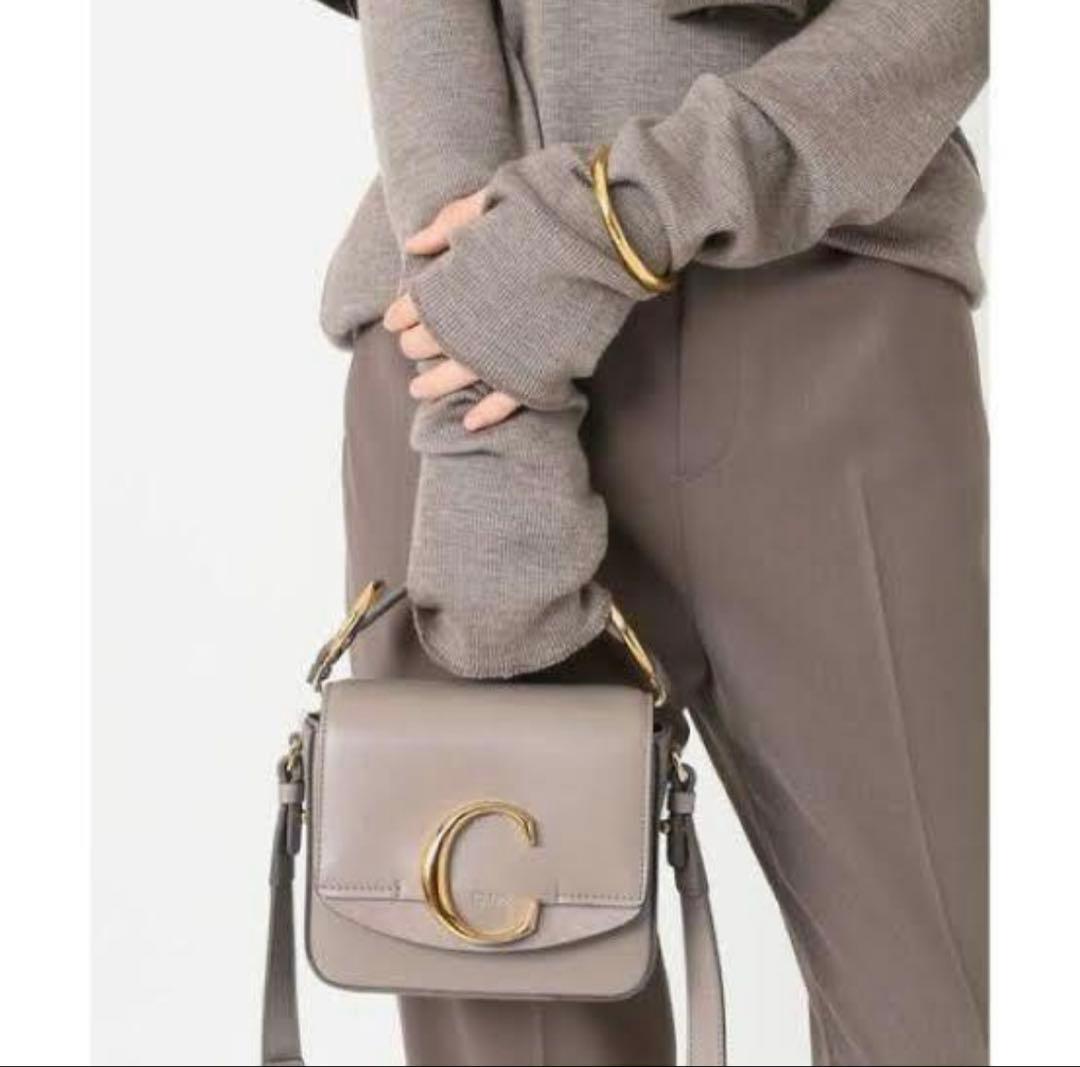 美品 Chloe C シー ミニバッグ ショルダーバッグ グレージュ　本革