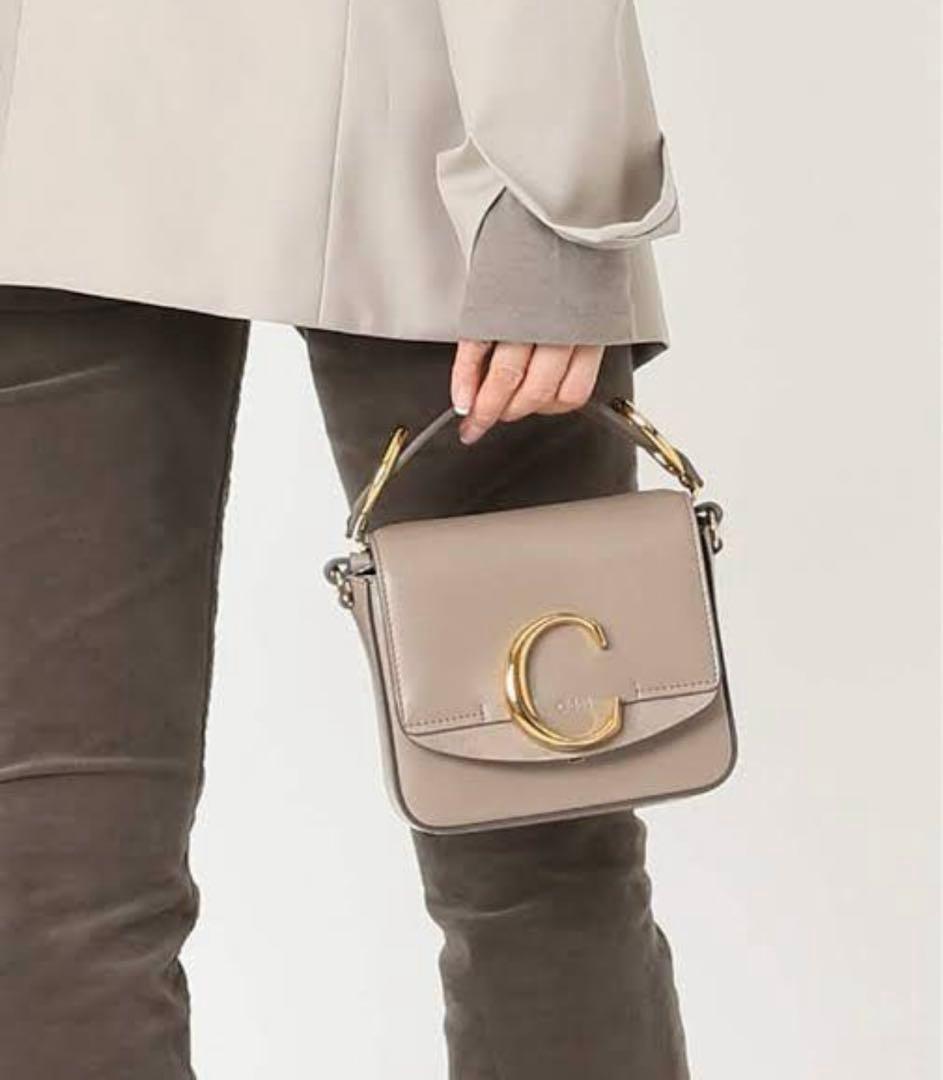 美品 Chloe C シー ミニバッグ ショルダーバッグ グレージュ　本革
