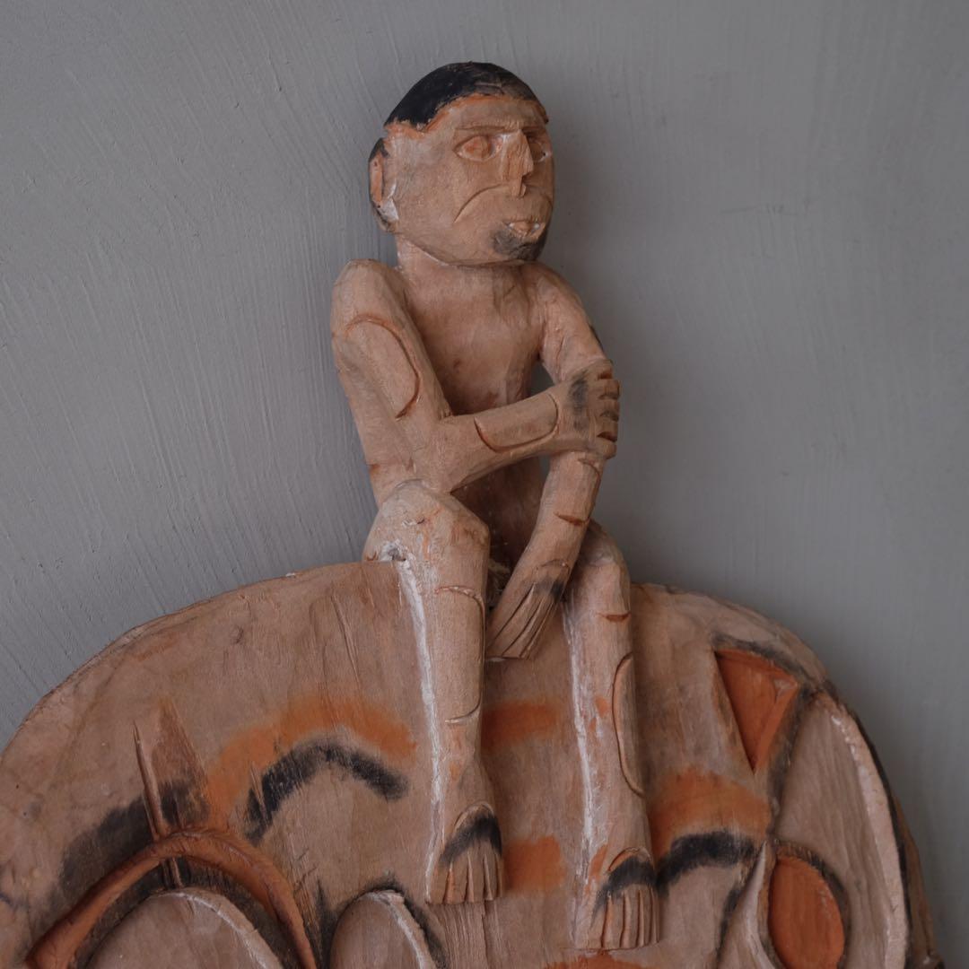 インドネシア パプア州 アスマット族 木彫盾A　プリミティブ アート 古美術