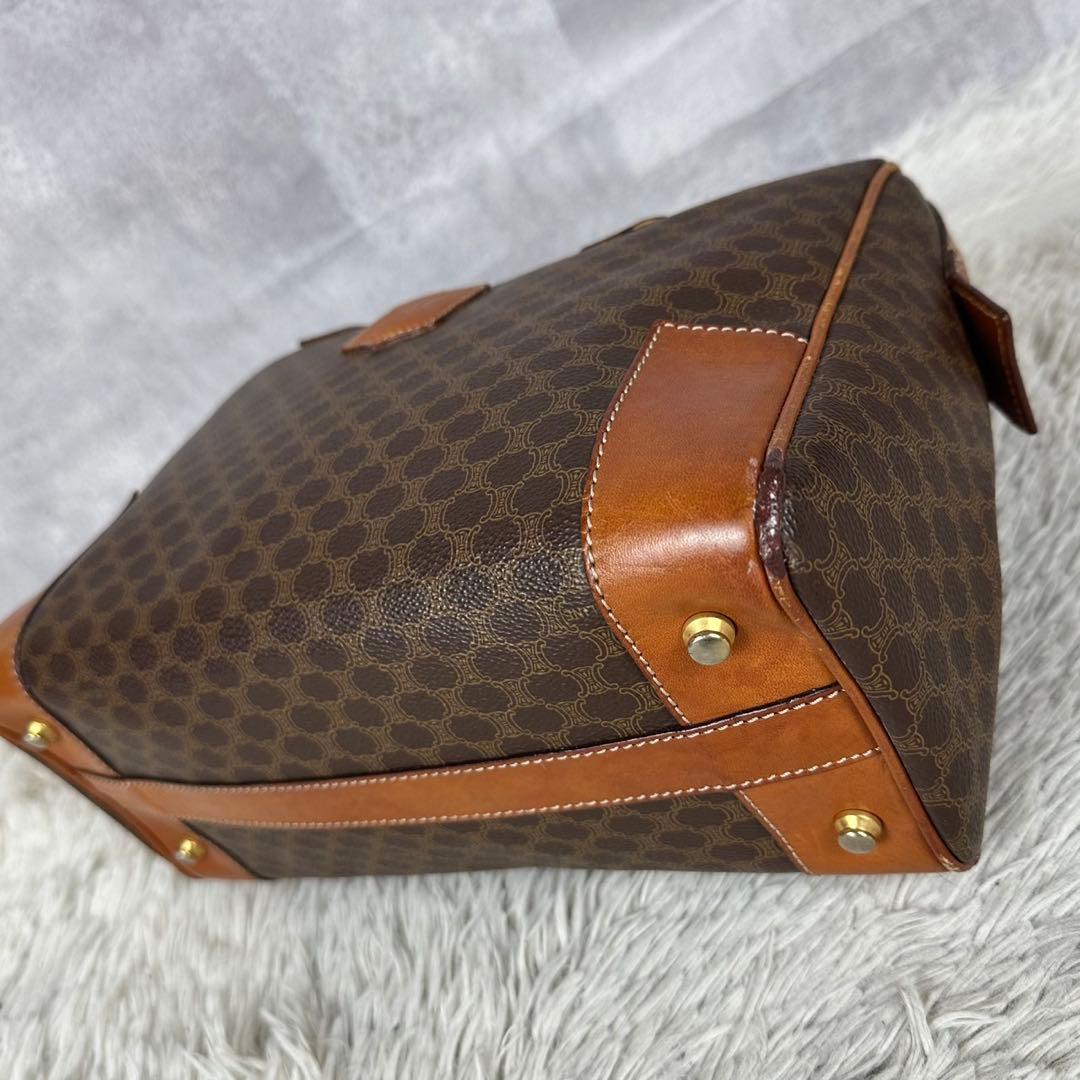 超希少品 CELINE セリーヌ PVC レザー マカダム ボストンバッグ 茶