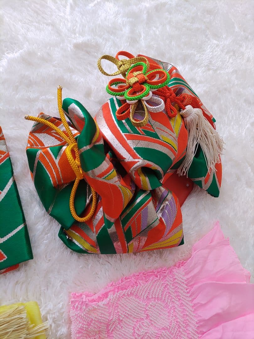 七五三用赤い花柄着物セット　フルセット　7歳　華やか　作り帯