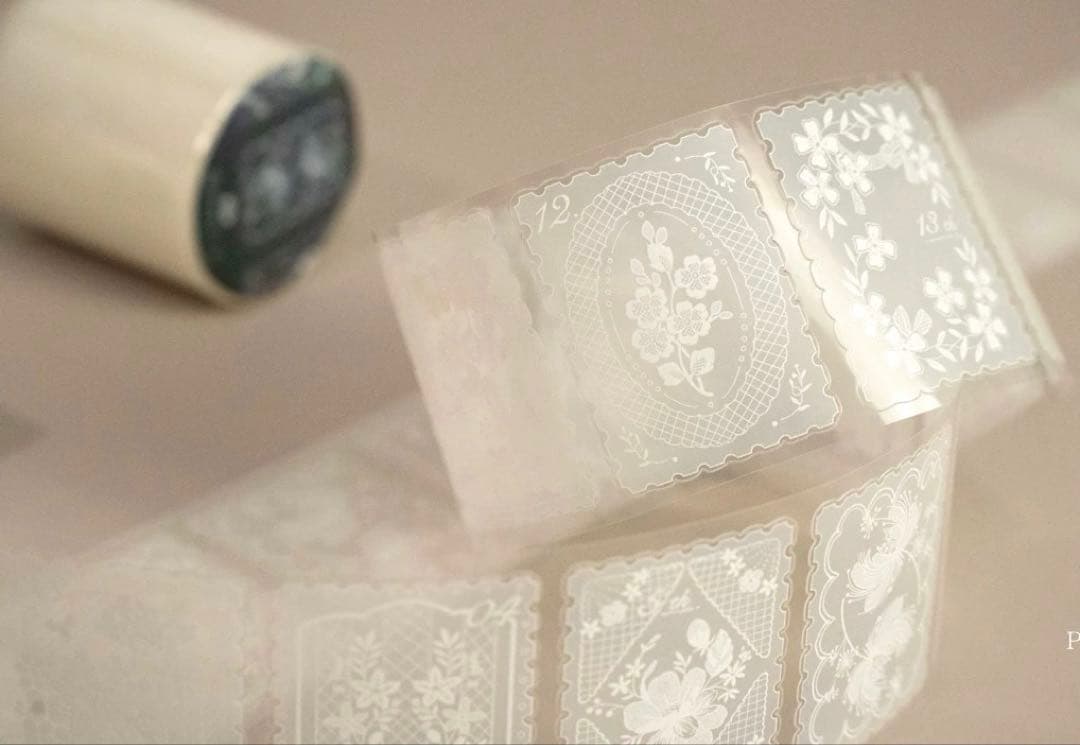 海外マスキングテープ巻売り レース小・白 装飾マスキングテープ人物マステ