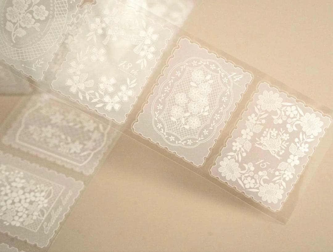 海外マスキングテープ巻売り レース小・白 装飾マスキングテープ人物マステ