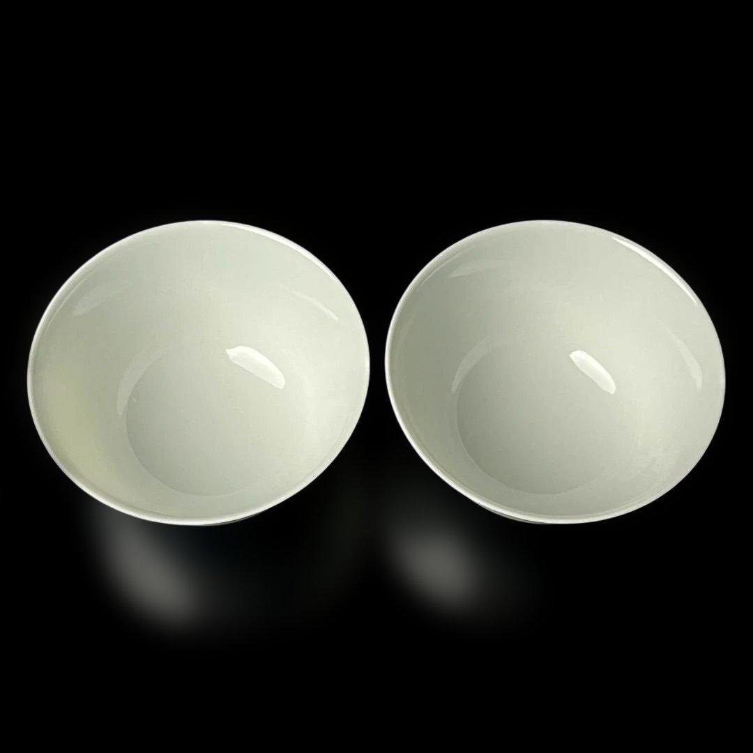 唐物 白磁煎茶碗 一対 大清雍正年製 款 中国美術 古玩 白磁碗 SH19