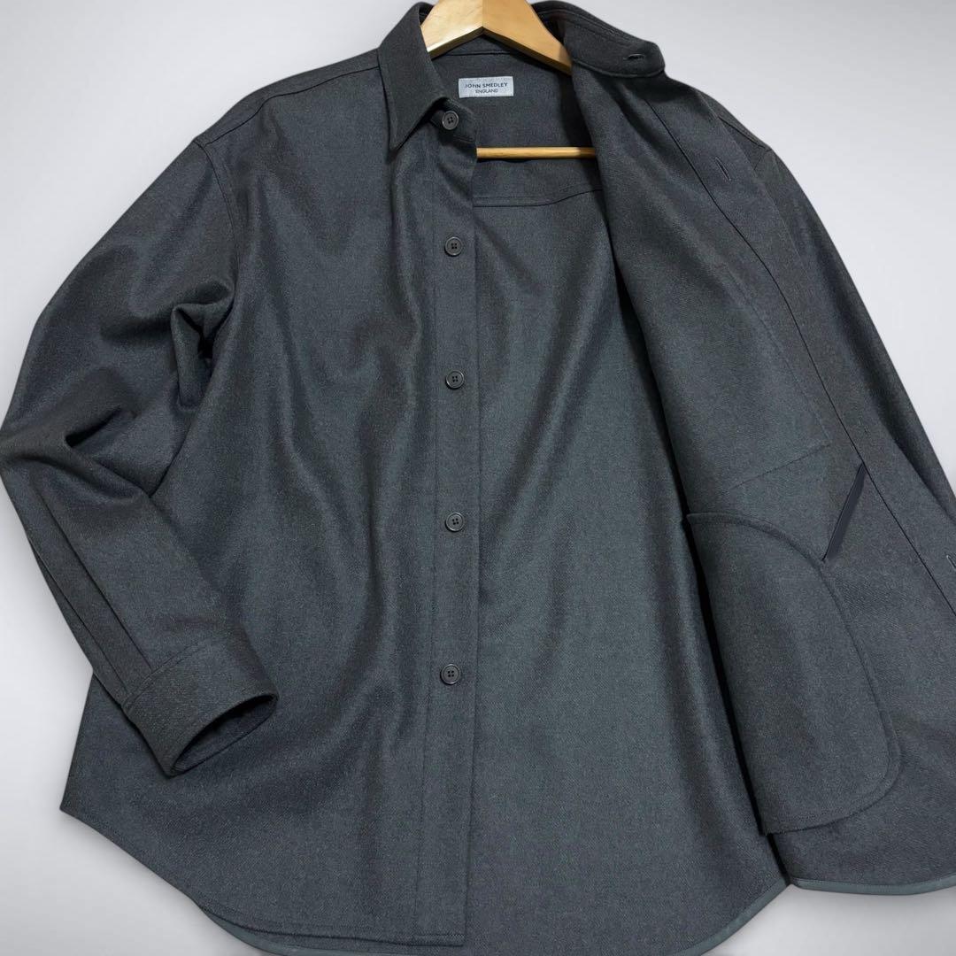【最高級】ジョンスメドレー ウールカシミヤ CPOジャケット グレー L 日本製