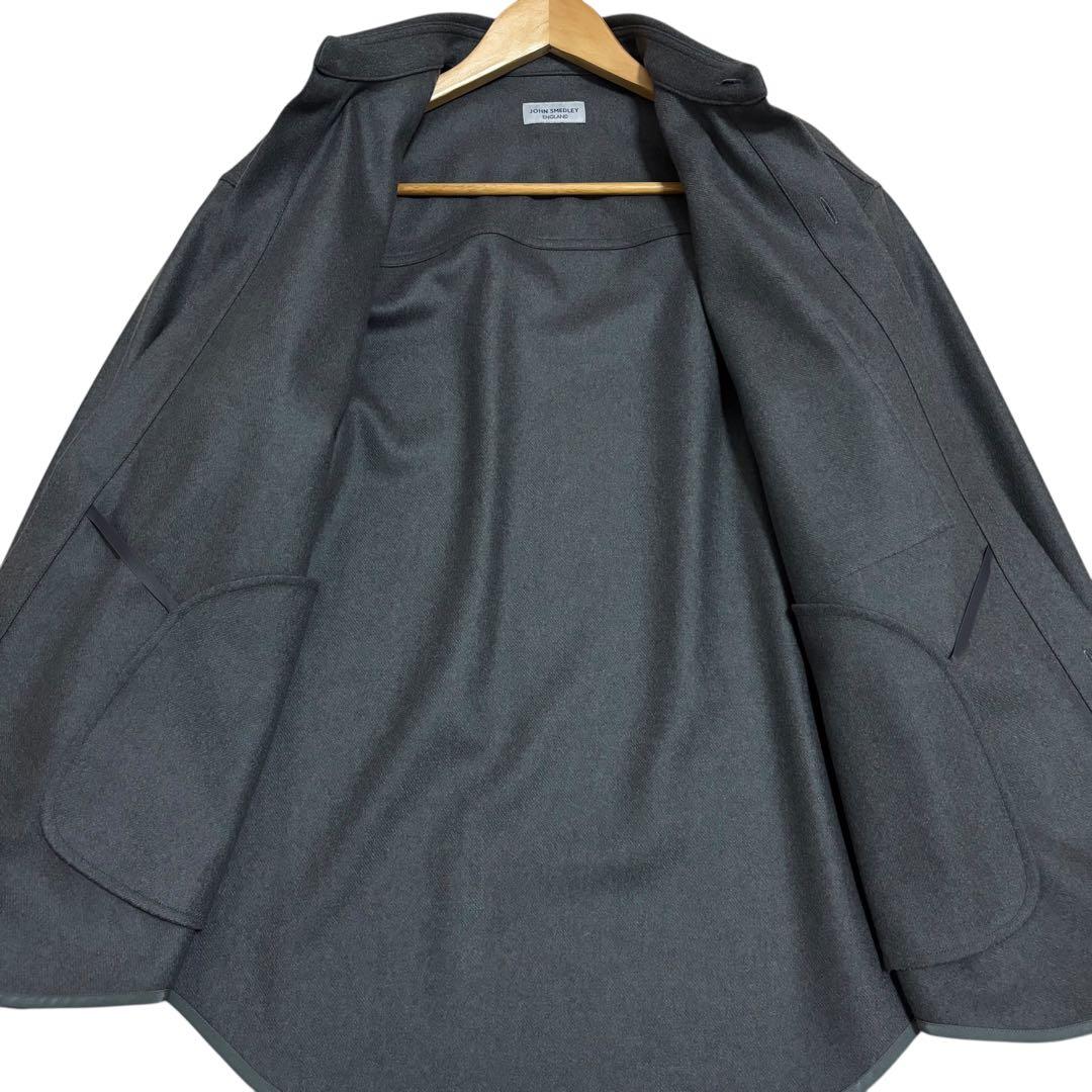 【最高級】ジョンスメドレー ウールカシミヤ CPOジャケット グレー L 日本製