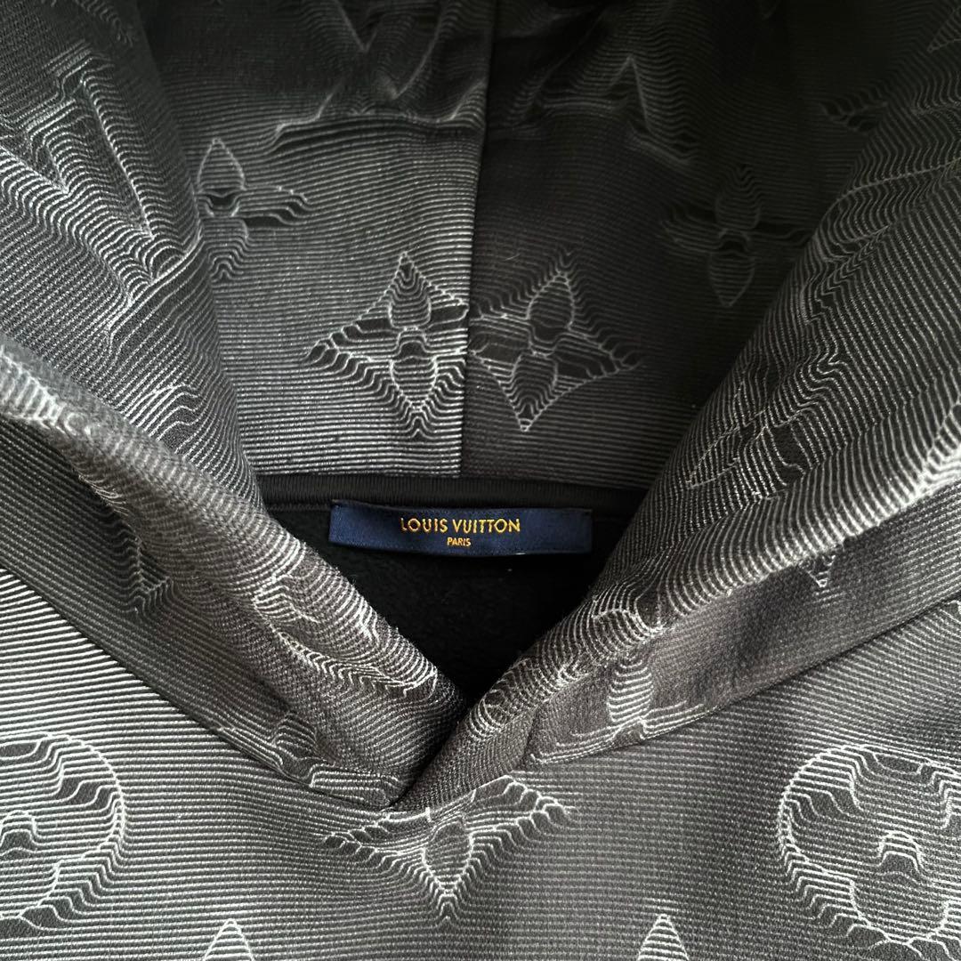 美品 ルイヴィトン フーディ パーカー 3D モノグラム プルオーバー ブラック