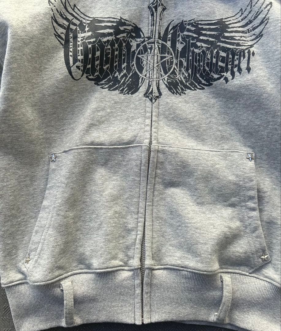 sevns fur zip up hoodie gray who28着用　y2k