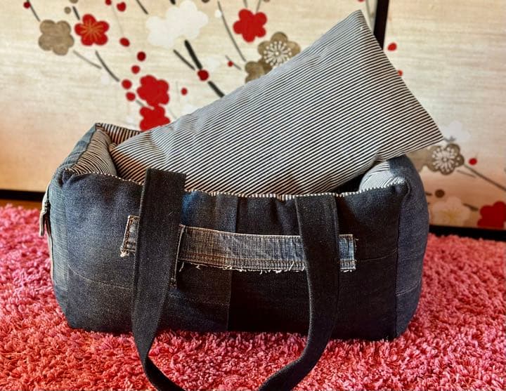 ふわふわ　キャリーバッグ　② デニムリメイク