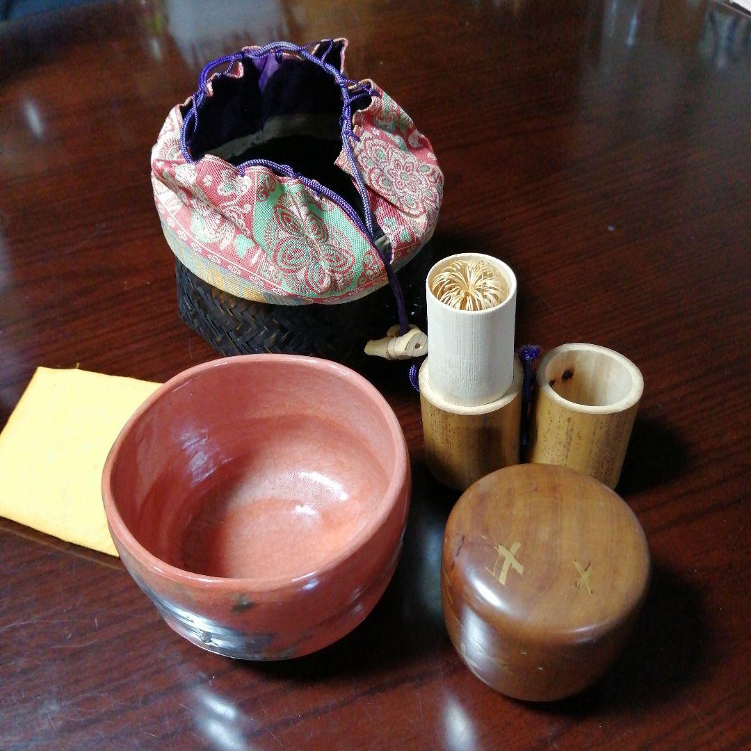 編竹茶籠　旅茶碗一式　10cm