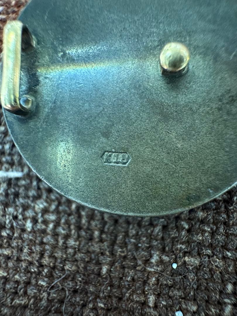 四分一　朧銀　竹彫刻　片切彫　18k金刻印　帯留め　明治時代　骨董古美術