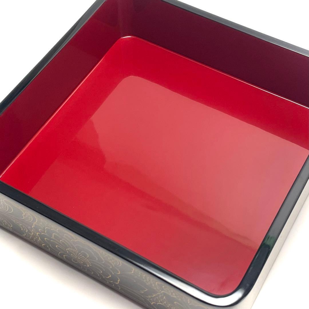 輪島塗り 玉峰作 三重箱 漆器のアソベ 蒔絵 金彩 牡丹唐草 漆器 重箱 おせち