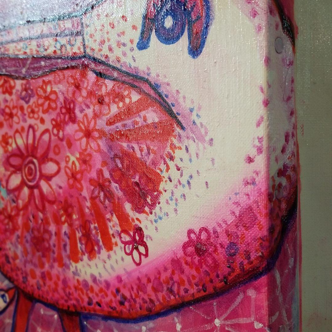 油絵　専用　お花の模様がある鳥の親子