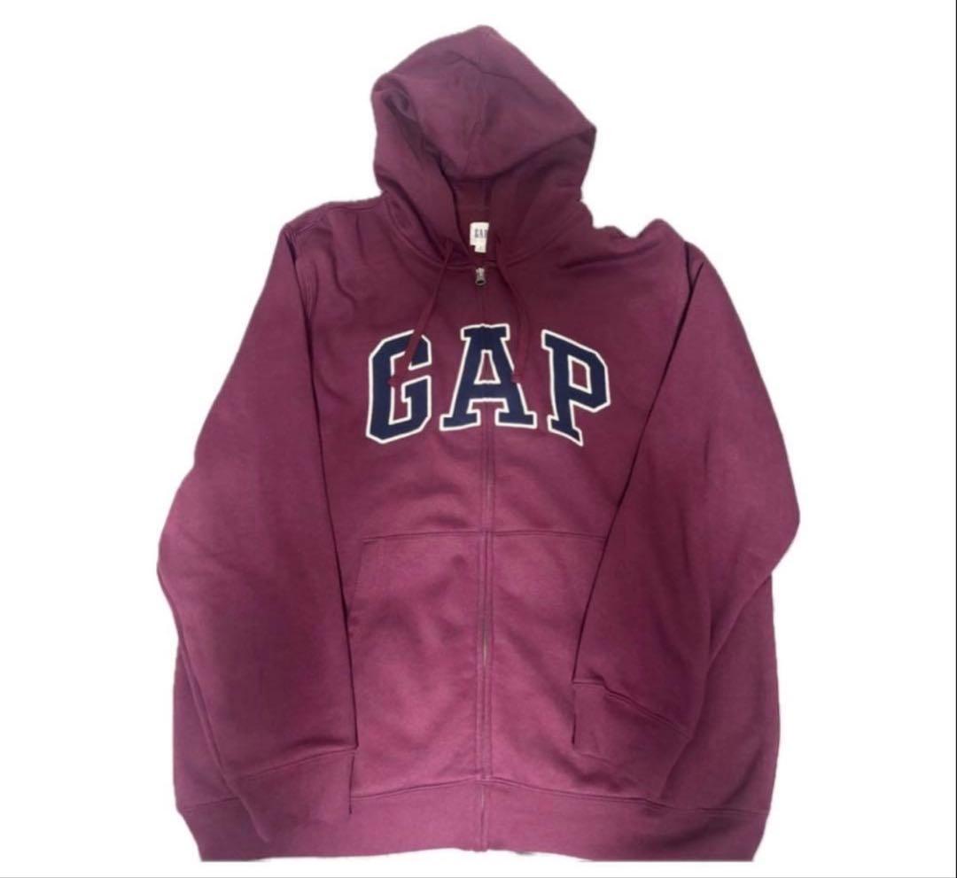 【入手困難】リラックスGAPロゴジップアップパーカー　タスカンレッド ワインXL