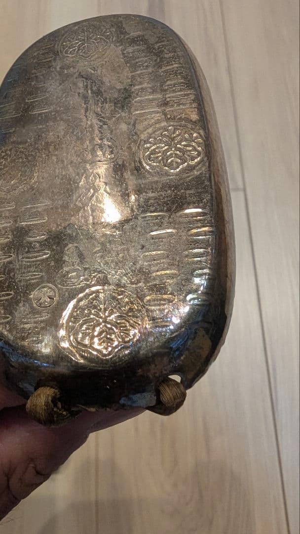 純銀　小判型　楊枝入　SILVER　桐箱　大丸　賞桮受領　骨董