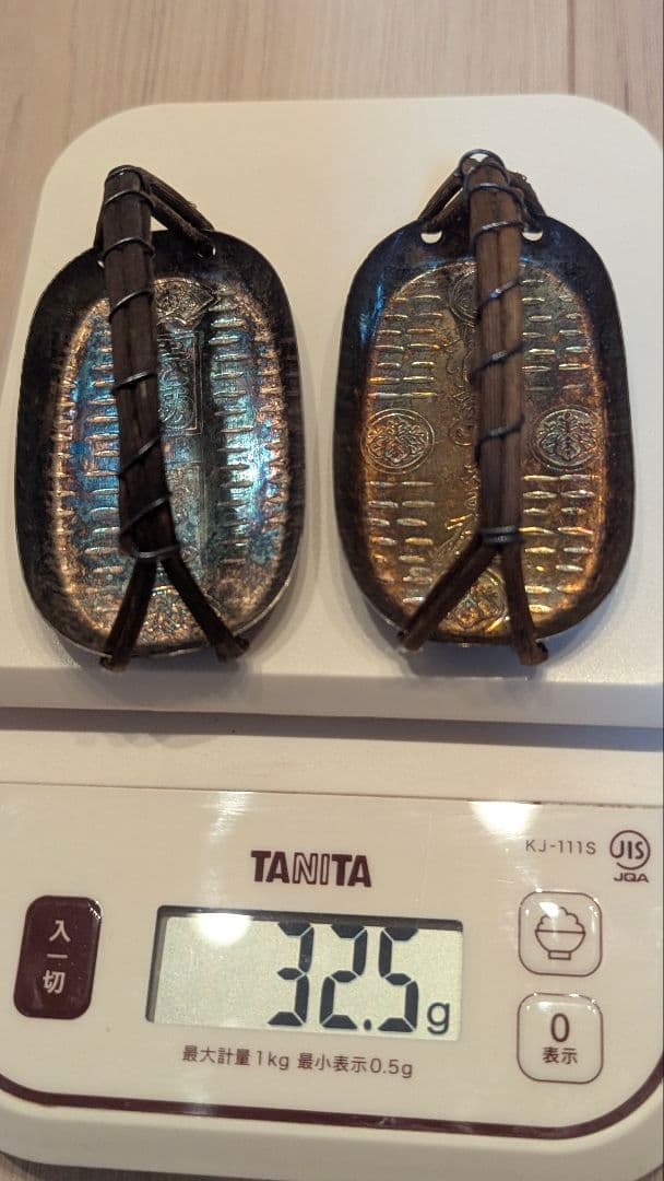 純銀　小判型　楊枝入　SILVER　桐箱　大丸　賞桮受領　骨董