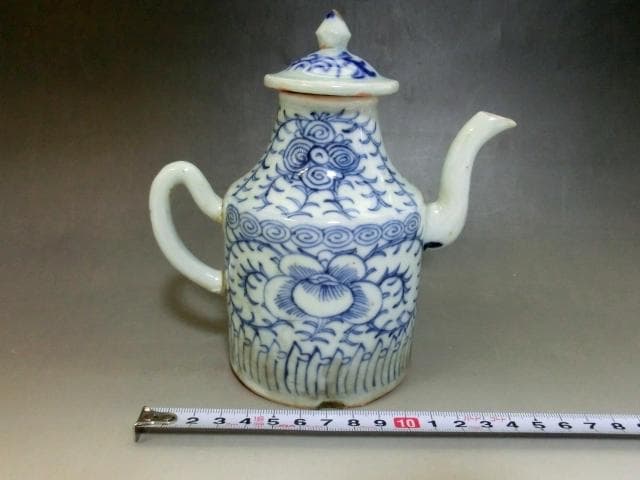 水注■古い染付花唐草紋 水差し お茶道具 古玩 唐物 中国 時代物 骨董品■