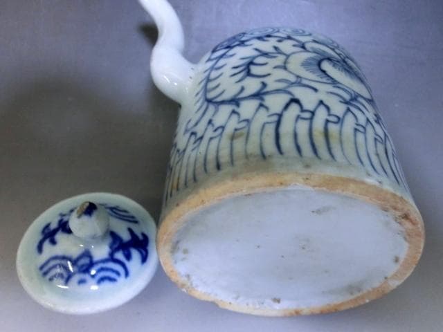 水注■古い染付花唐草紋 水差し お茶道具 古玩 唐物 中国 時代物 骨董品■