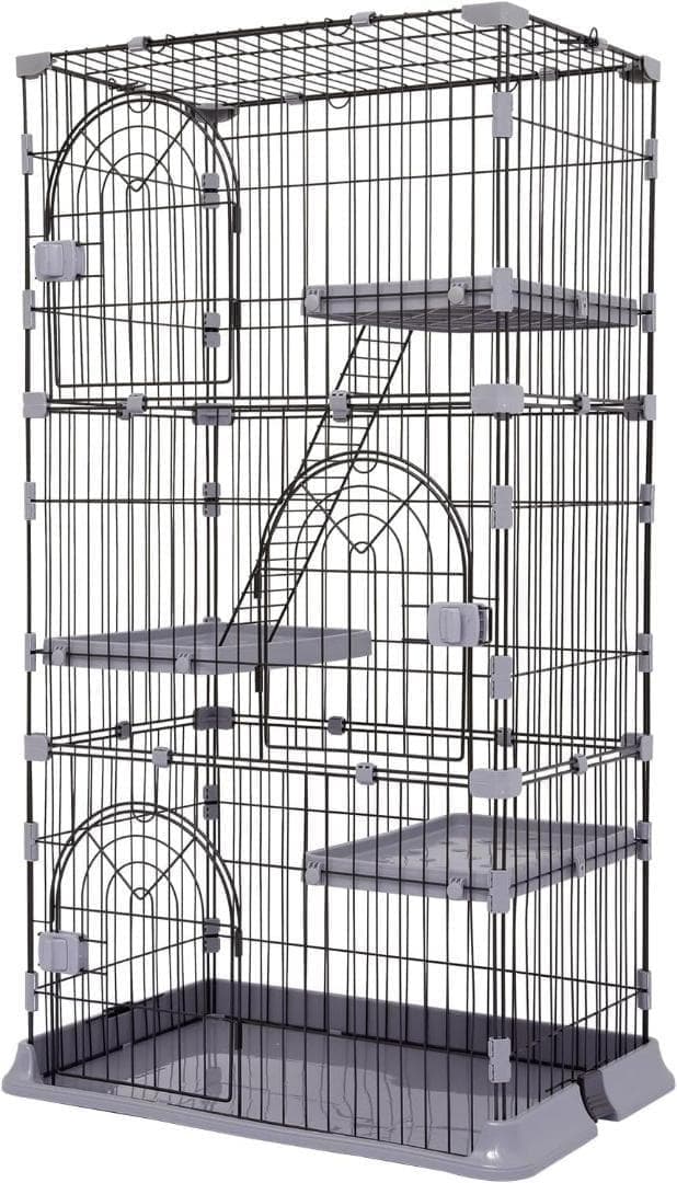 PETTOM 猫 ケージ キャットケージ 2/3段 猫ゲージ ワイド扉 多頭飼い