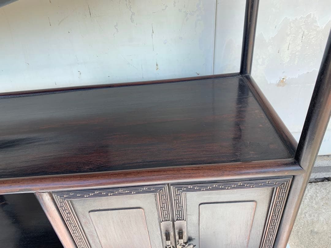 中国家具 古玩 古紫檀 古唐木 雷門 小ぶり 茶棚 無垢材