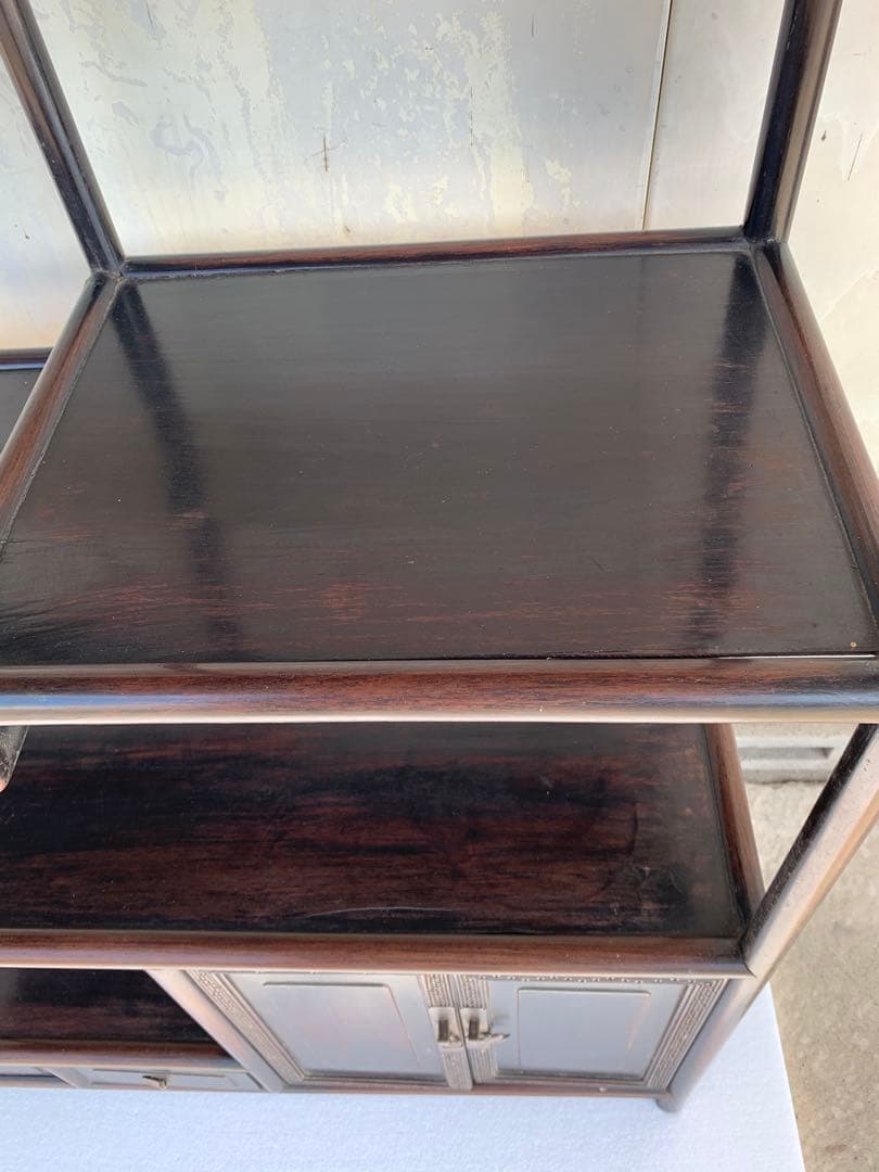 中国家具 古玩 古紫檀 古唐木 雷門 小ぶり 茶棚 無垢材