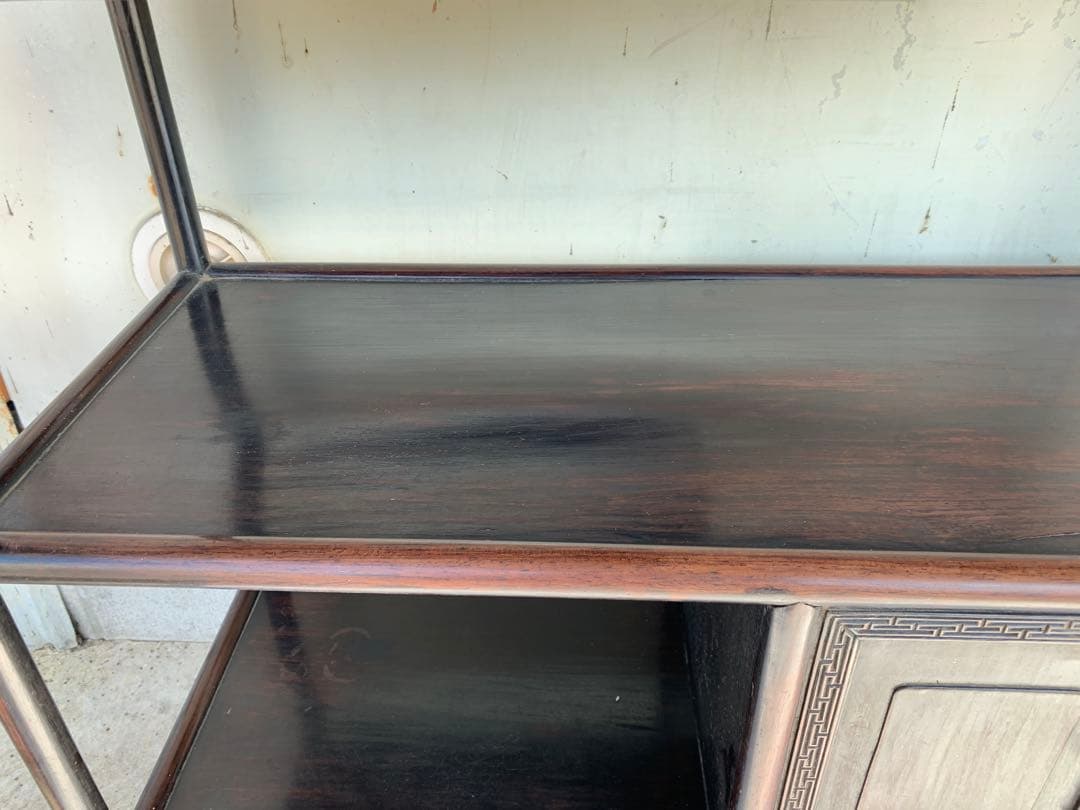 中国家具 古玩 古紫檀 古唐木 雷門 小ぶり 茶棚 無垢材