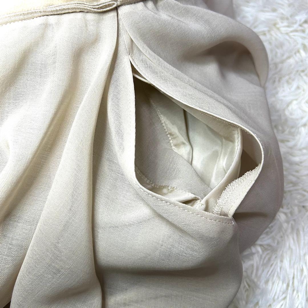 【美品】FOXEY✨フレアスカート チュール【40】ベージュ