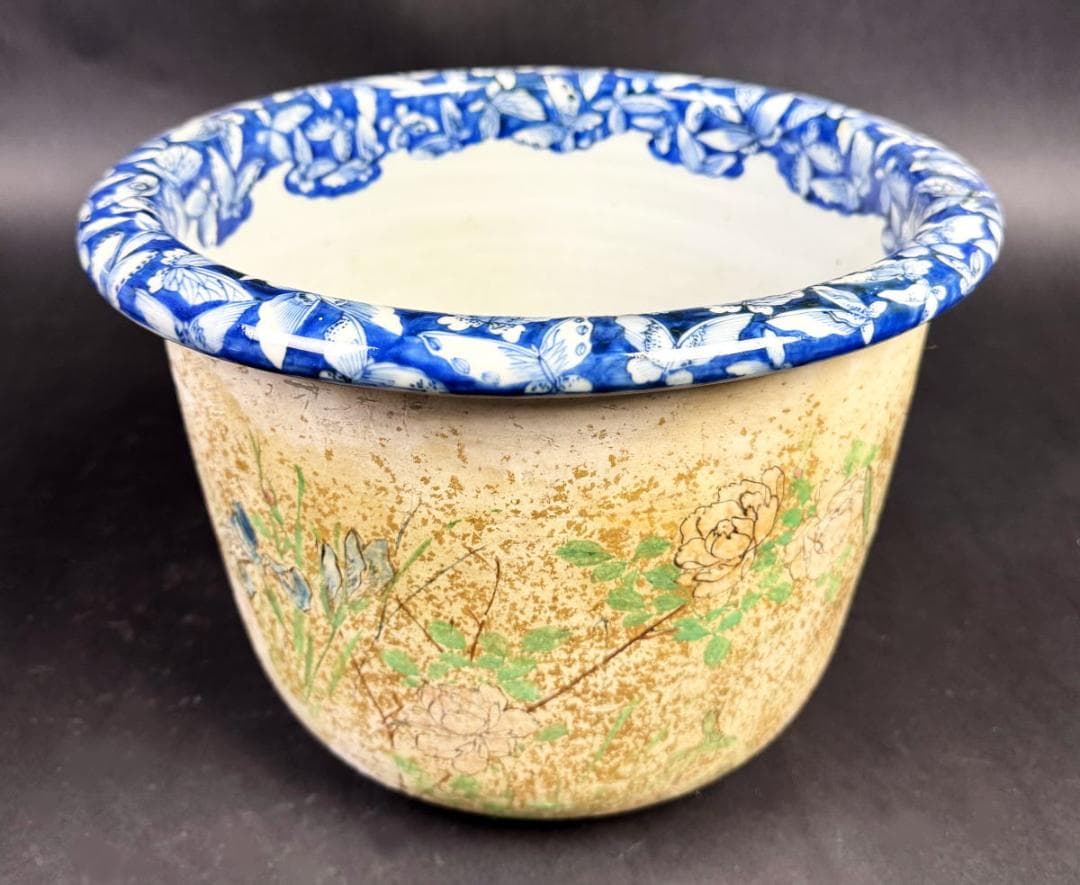 江戸時代 古染付鉢 呉須 青花 焼物 入手困難 骨董 日本古玩 WWTT215