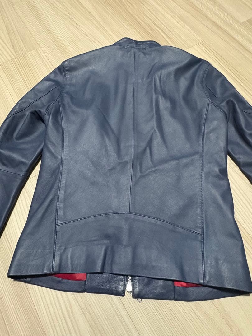 GUILD PRIME 羊革 シングルライダースジャケット レザー ブルー　青