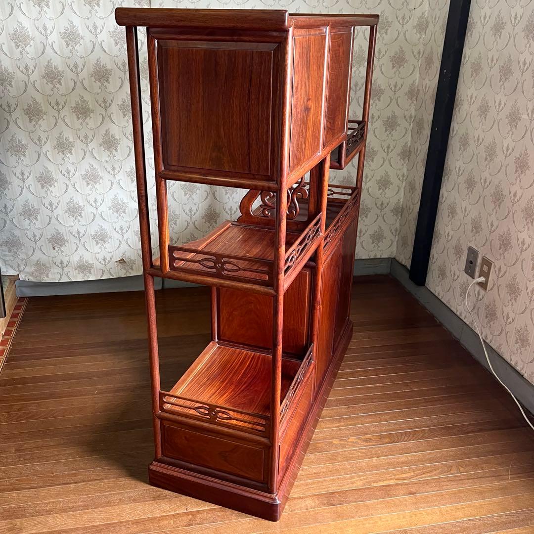 【アンティーク】中国家具 天然木 無垢材 茶箪笥 飾り棚 唐木 螺鈿細工 古家具