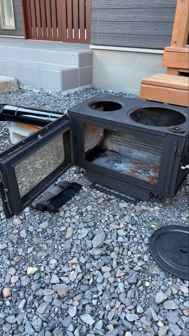 【手渡し】ロマンチカル薪ストーブ煙突横出し　ピザ釜つき