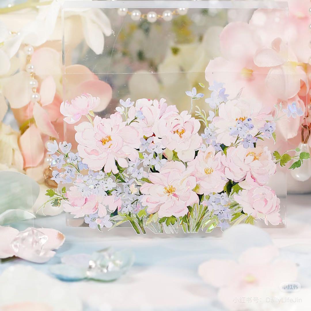 【9399】海外　マステ　2m/4m/10m巻　貝殻光マスキングテープ　お花系