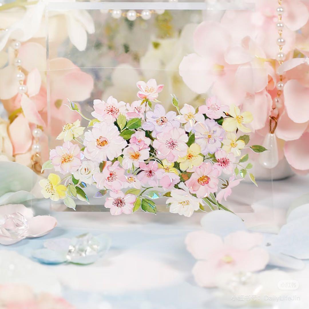 【9399】海外　マステ　2m/4m/10m巻　貝殻光マスキングテープ　お花系