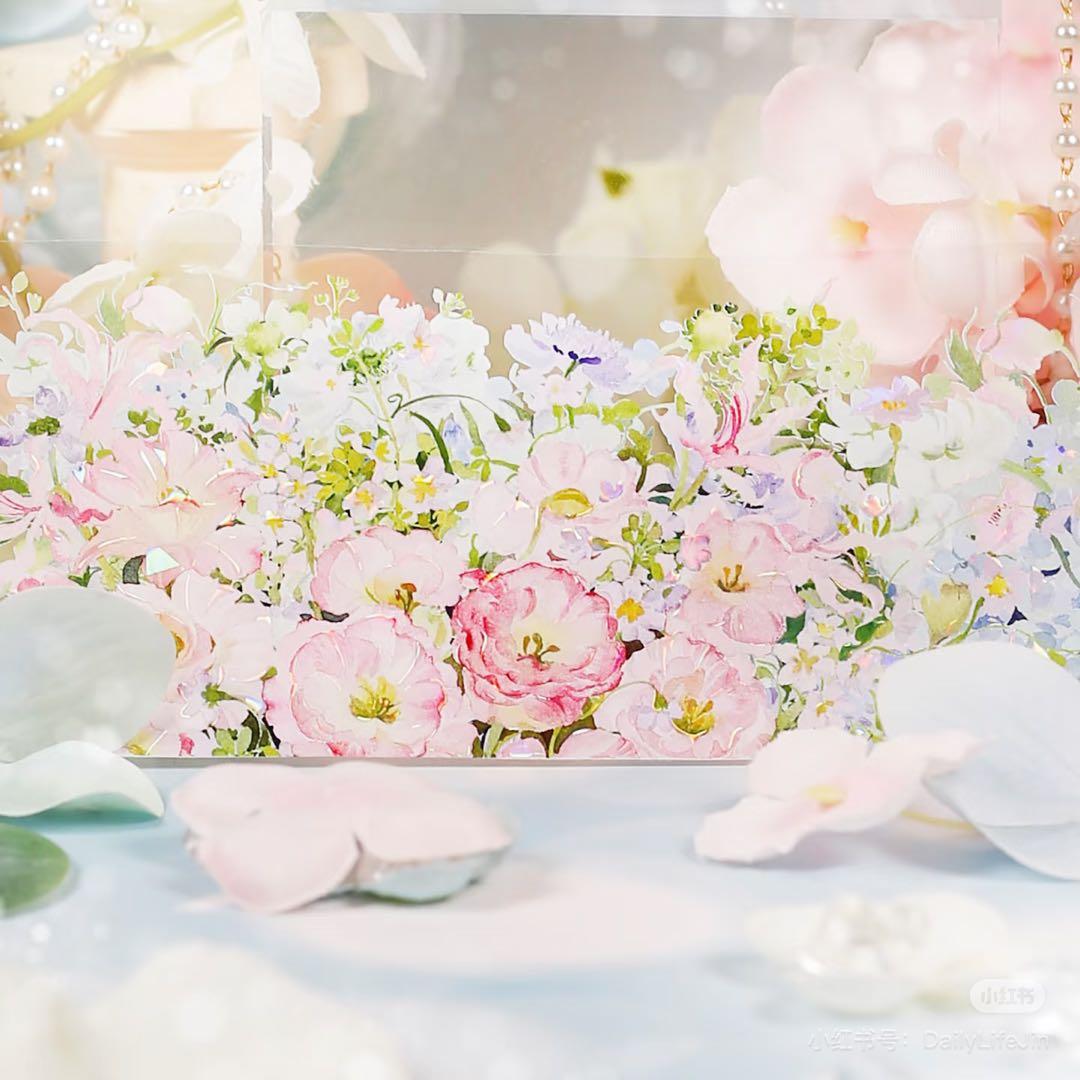 【9399】海外　マステ　2m/4m/10m巻　貝殻光マスキングテープ　お花系