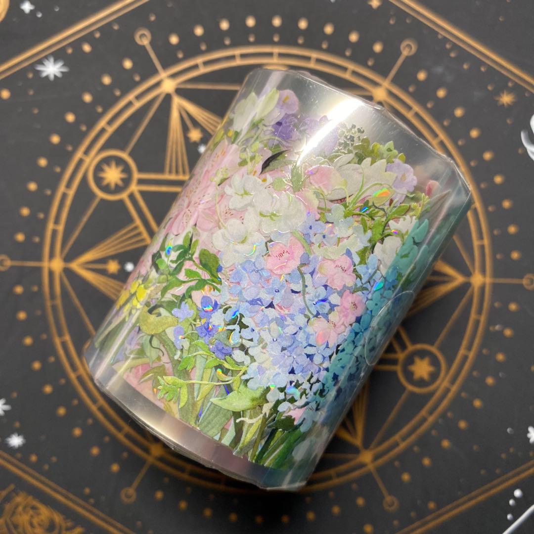 【9399】海外　マステ　2m/4m/10m巻　貝殻光マスキングテープ　お花系