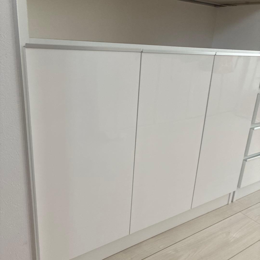 美品　日本製　オガモク　カウンター下収納　引き出し収納　スリム　ホワイト①