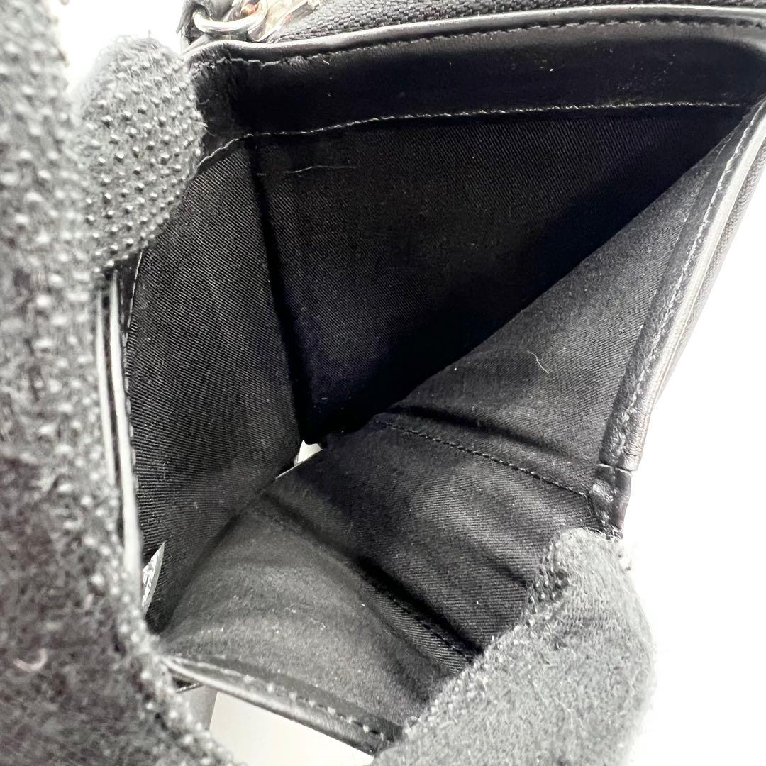 近年モデル✨DIESEL　二つ折り財布　Dロゴ　レザー　ブラック　ミニポーチ付き