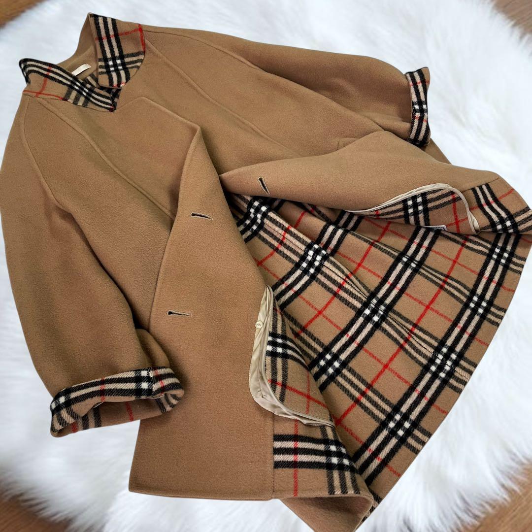 【極美品】バーバリーズ　ダブルチェスター ピーコート ウール　ノバチェック