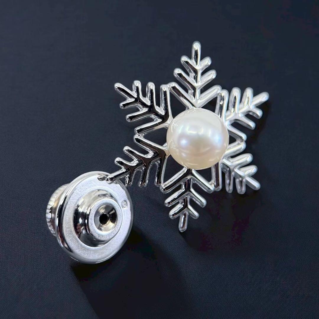 【新品同様】ミキモト　ピンブローチ　バッチ　コサージュ　アコヤ　パール　雪の結晶