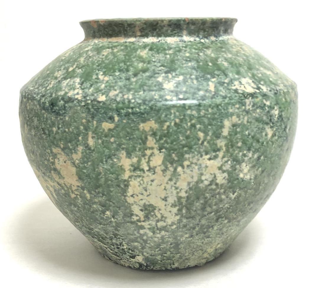 中国・後漢時代 1世紀 漢緑釉 緑釉壷 伝世品焼物 保証 ウブ品 WWTT204